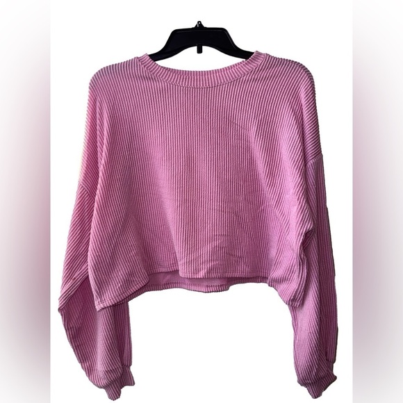 Dress Up Pink Cropped Ribbed Sweater Size M - Picture 1 of 6